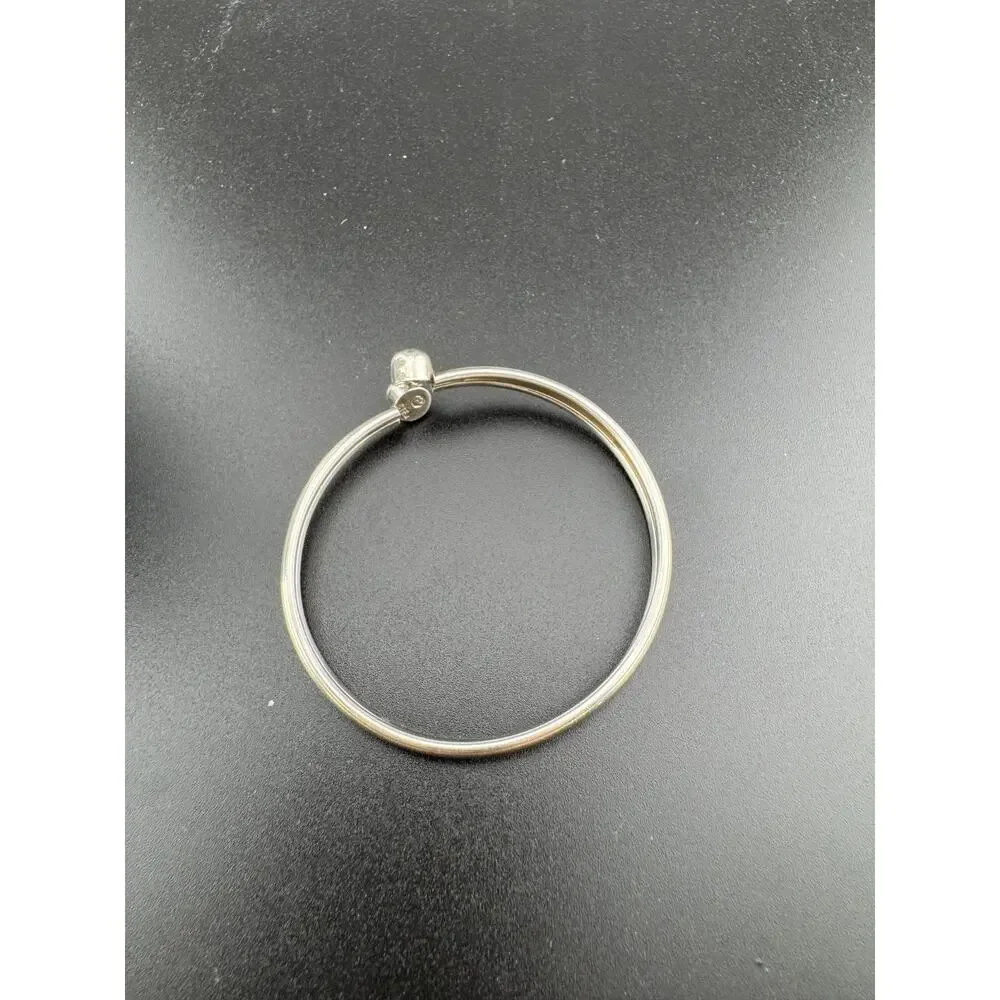 Sterling Silver 925 Bypass Cuff Bangle Ball Ends Engraved